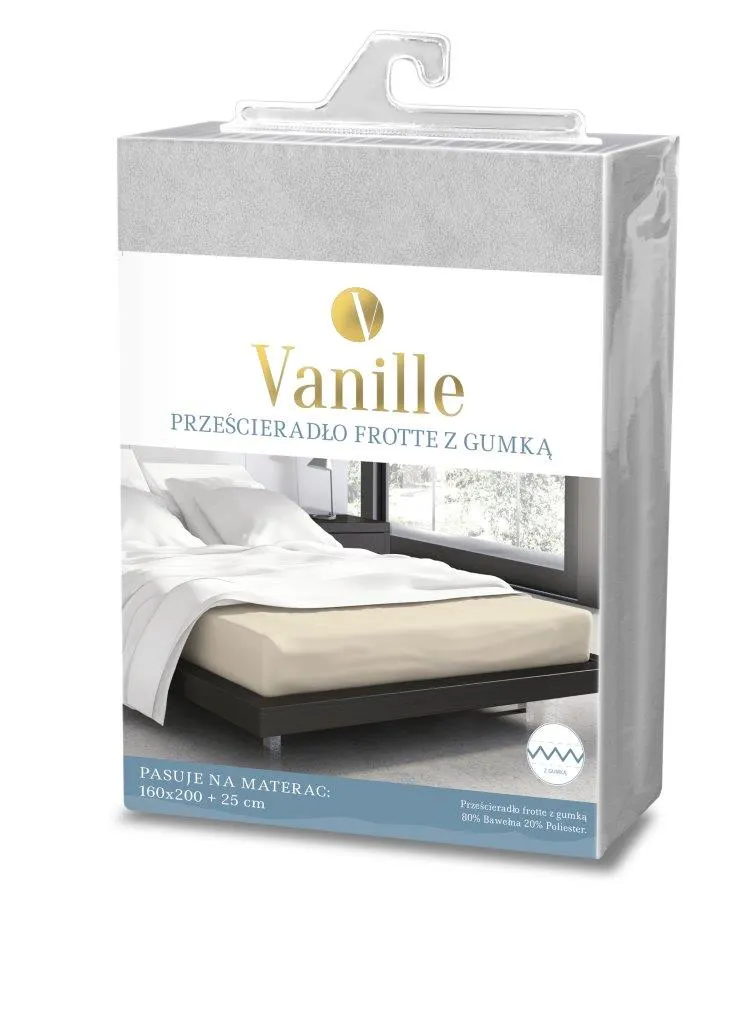 Prześcieradło frotte z gumką VANILLE 160X200+25 bawełna 80% szary - FARO_20537