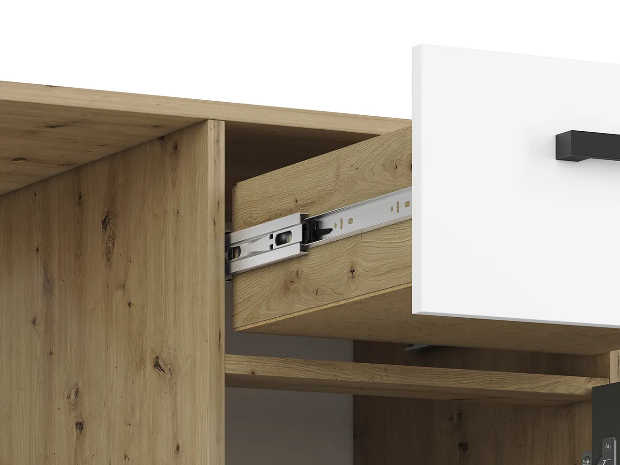 Biurko młodzieżowe FINI 08 biały, antracyt, dąb artisan - 1FINI08-001