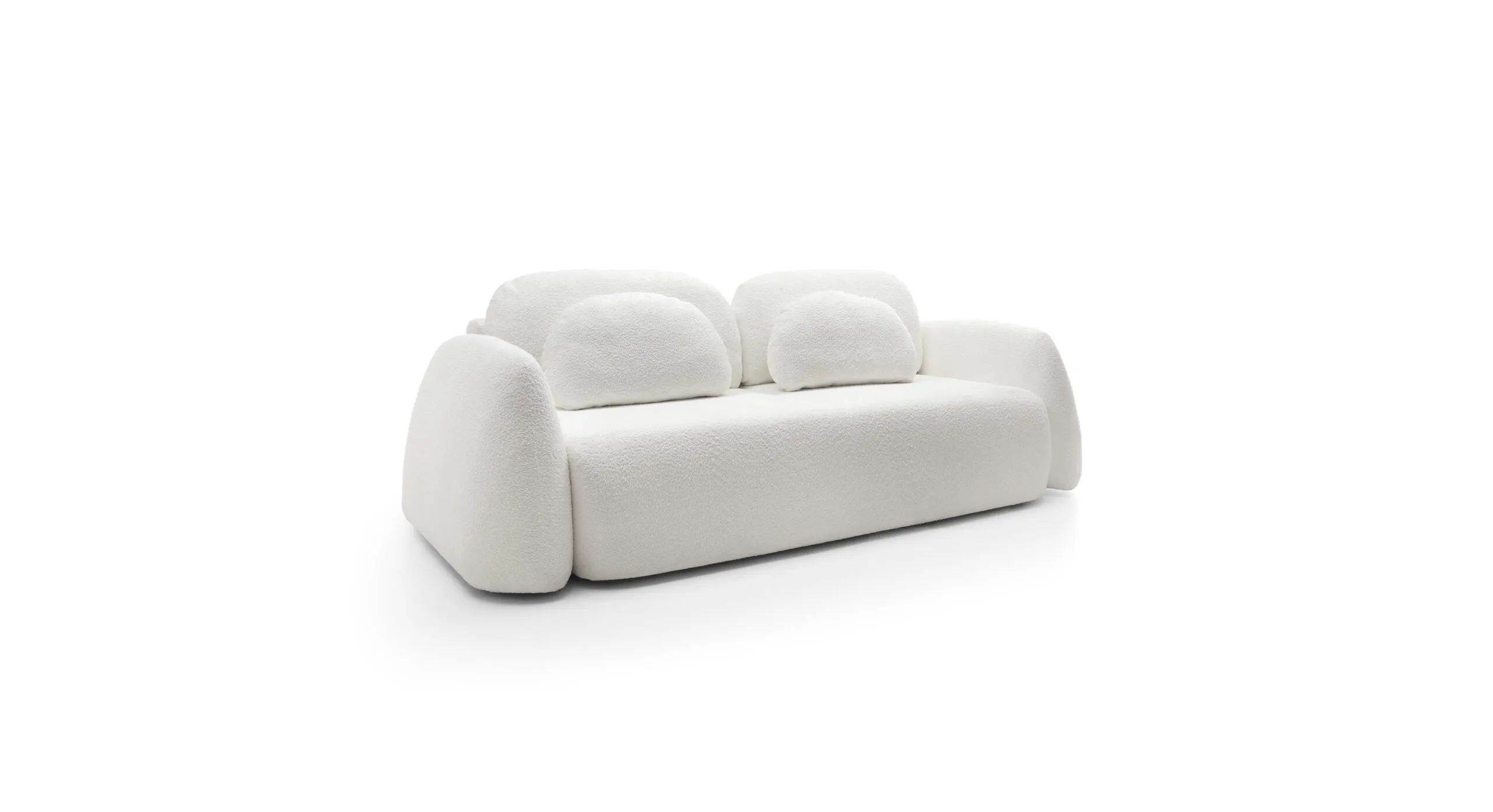 Sofa rozkładana z poduszkami 259 cm MONSOON kremowa boucle Sofa rozkładana z poduszkami 259 cm MONSOON kremowa boucle