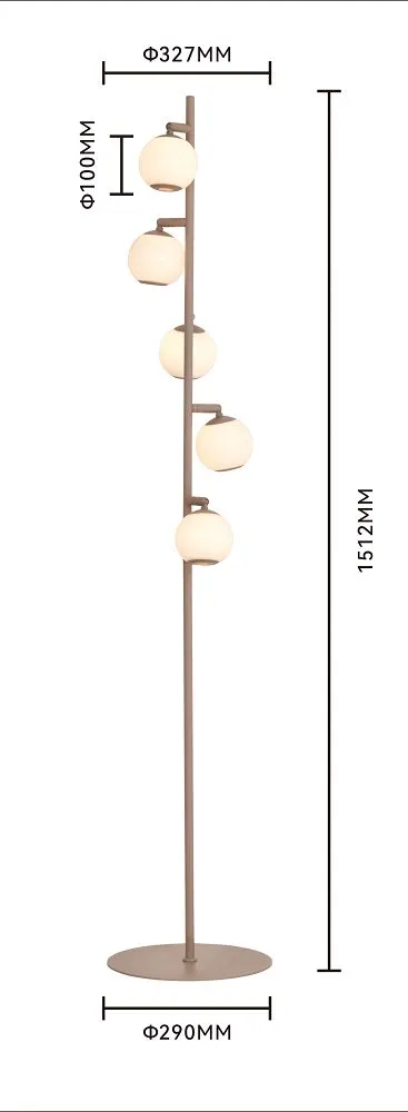 Lampa podłogowa LUBERON piątka LED kaszmirowa — zdjęcie 6