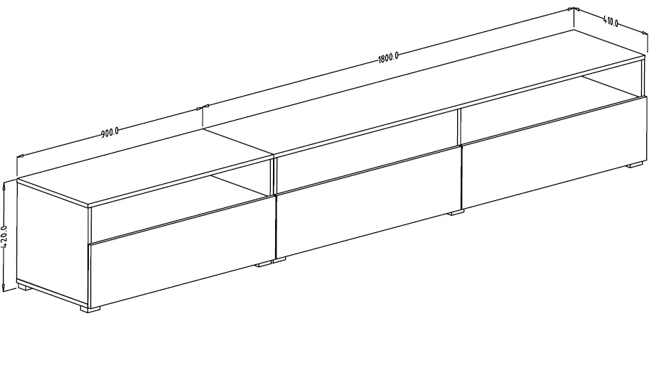 Szafka RTV ATHENS 40 z opcją powieszenia czarna 270x41x40cm - 24W1LG40