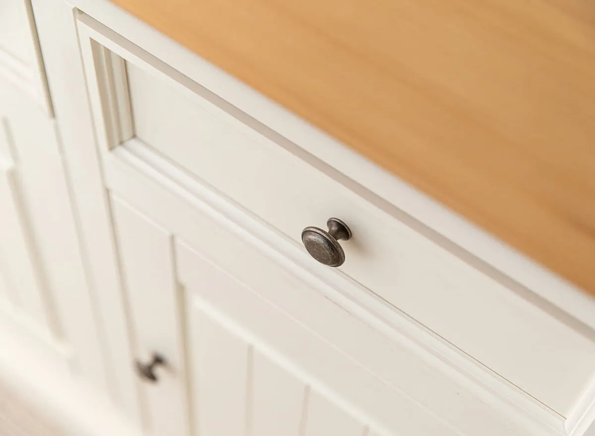 Komoda 4-drzwiowa z 3 szufladami BELLUNO ELEGANTE biała, naturalna sosna - PL004B/P