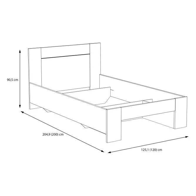 Łóżko z zagłówkiem CLIF 120x200 - old wood vintage, beton - CLFL1121-C546