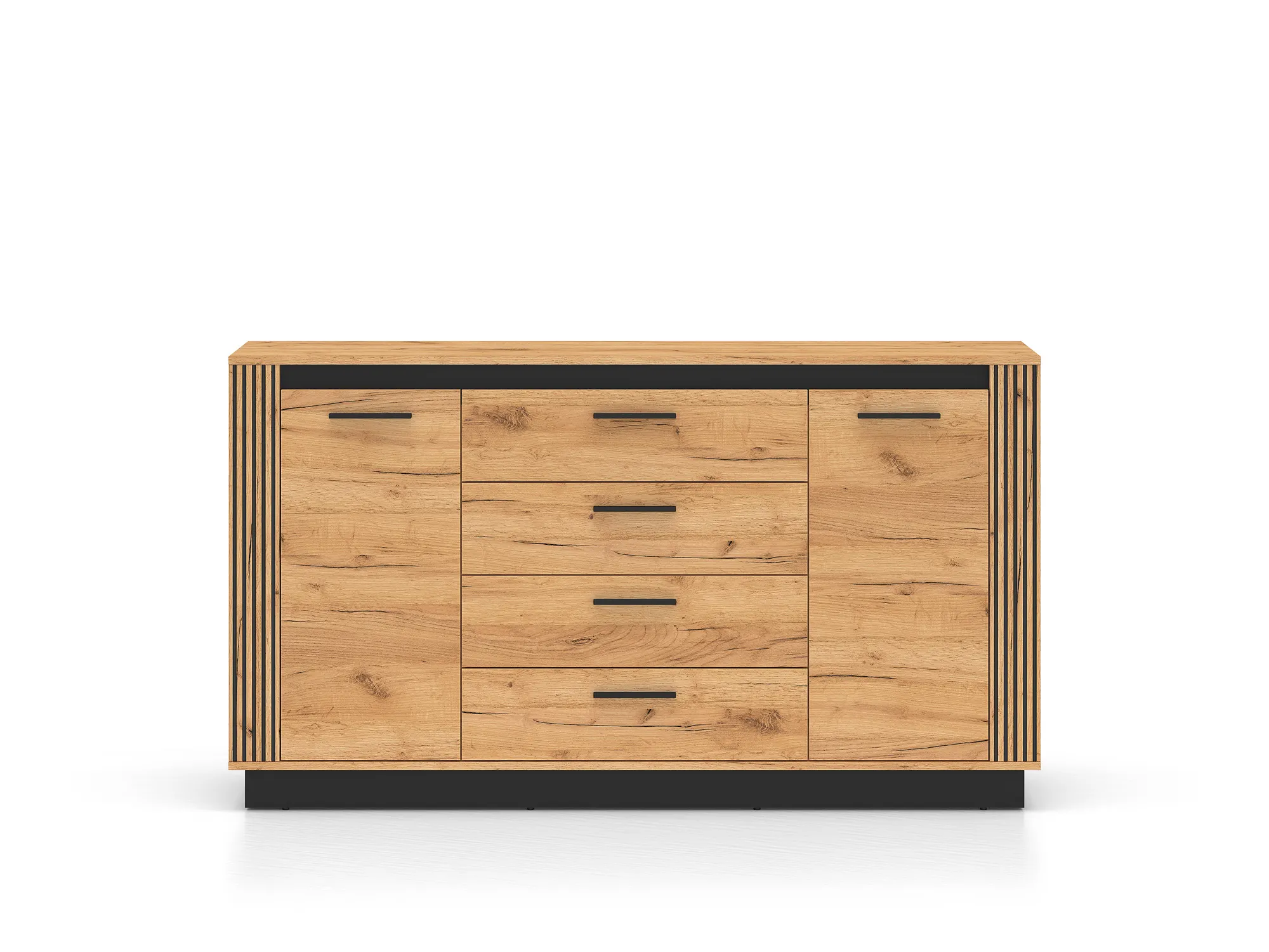 Komoda 2-drzwiowa z 4 szufladami URSO 06 craft złoty, czarny - 1URSO06-001