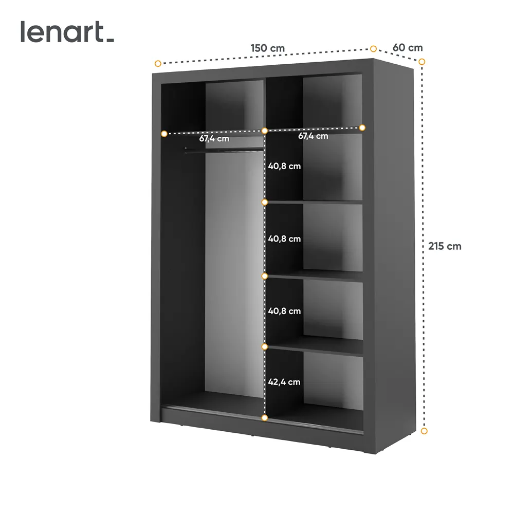 Szafa 2-drzwiowa ARTI AR-04 150cm czarna - AR4C
