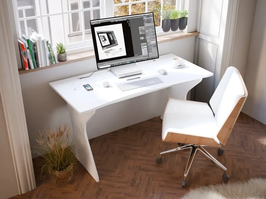 Biurko UTAPAU minimalistyczne 140 cm - białe - UTPB202-Z12M