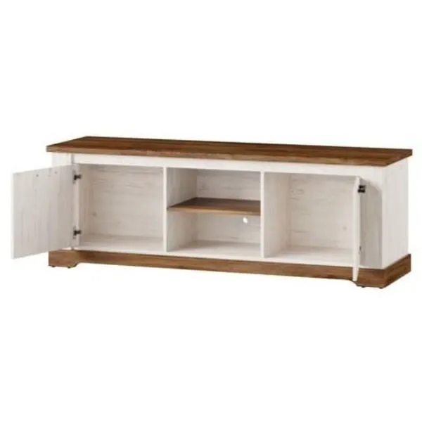 Szafka RTV COUNTRY 25 2 drzwiowa dąb naturalny biała 163x56x45cm - TH-100-1025