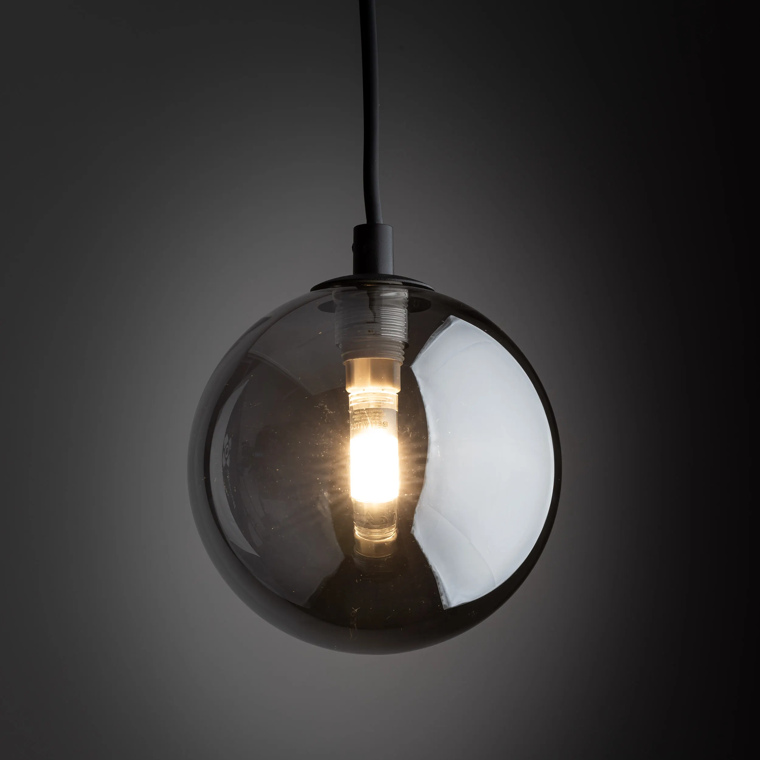 Lampa listwowa wisząca TRACER czarna z szarym okrągłym szklanym kloszem 155x12cm - TK_4926