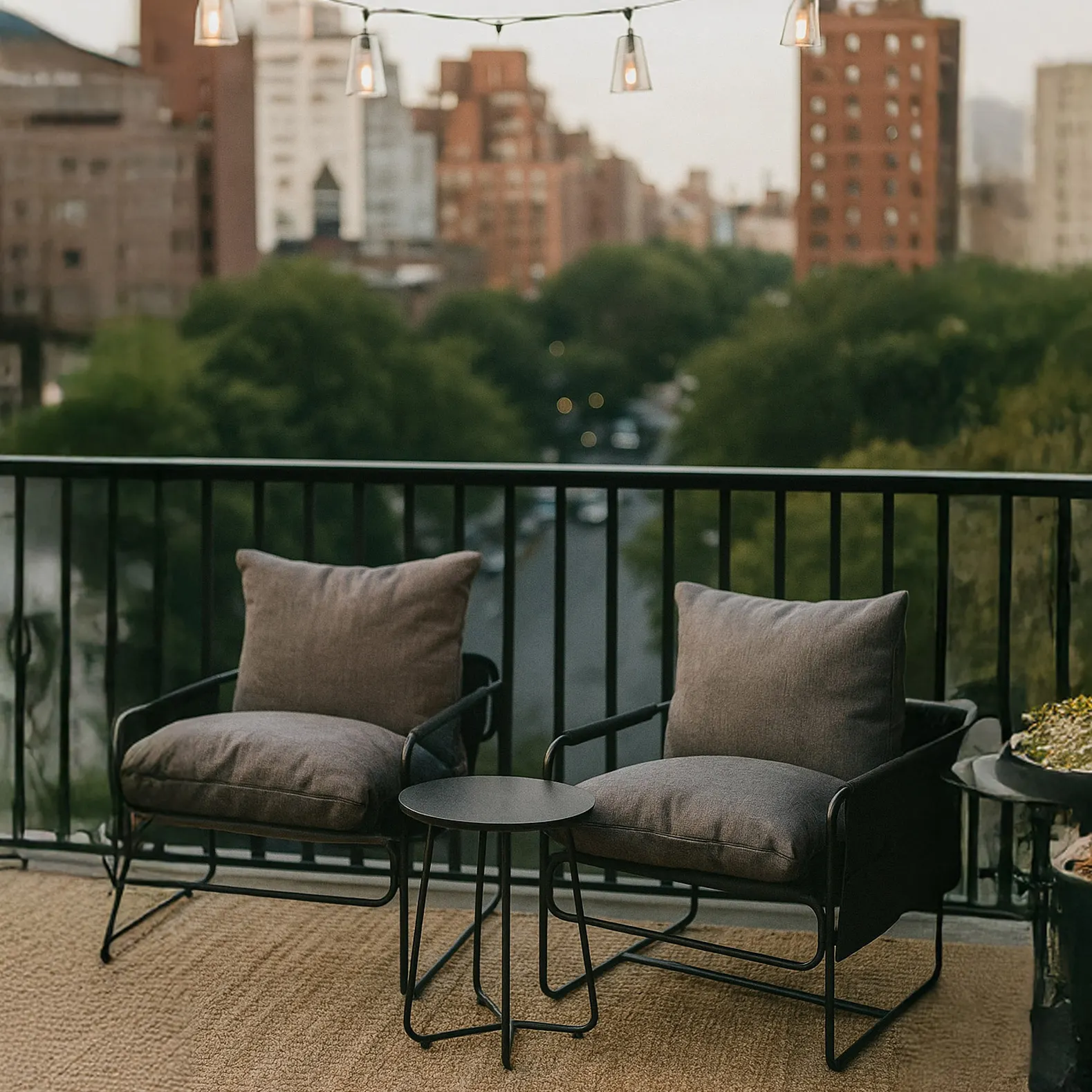 Zestaw ogrodowy balkonowy NATTY 3-set szary Zenjoy - NATTY_SZARY