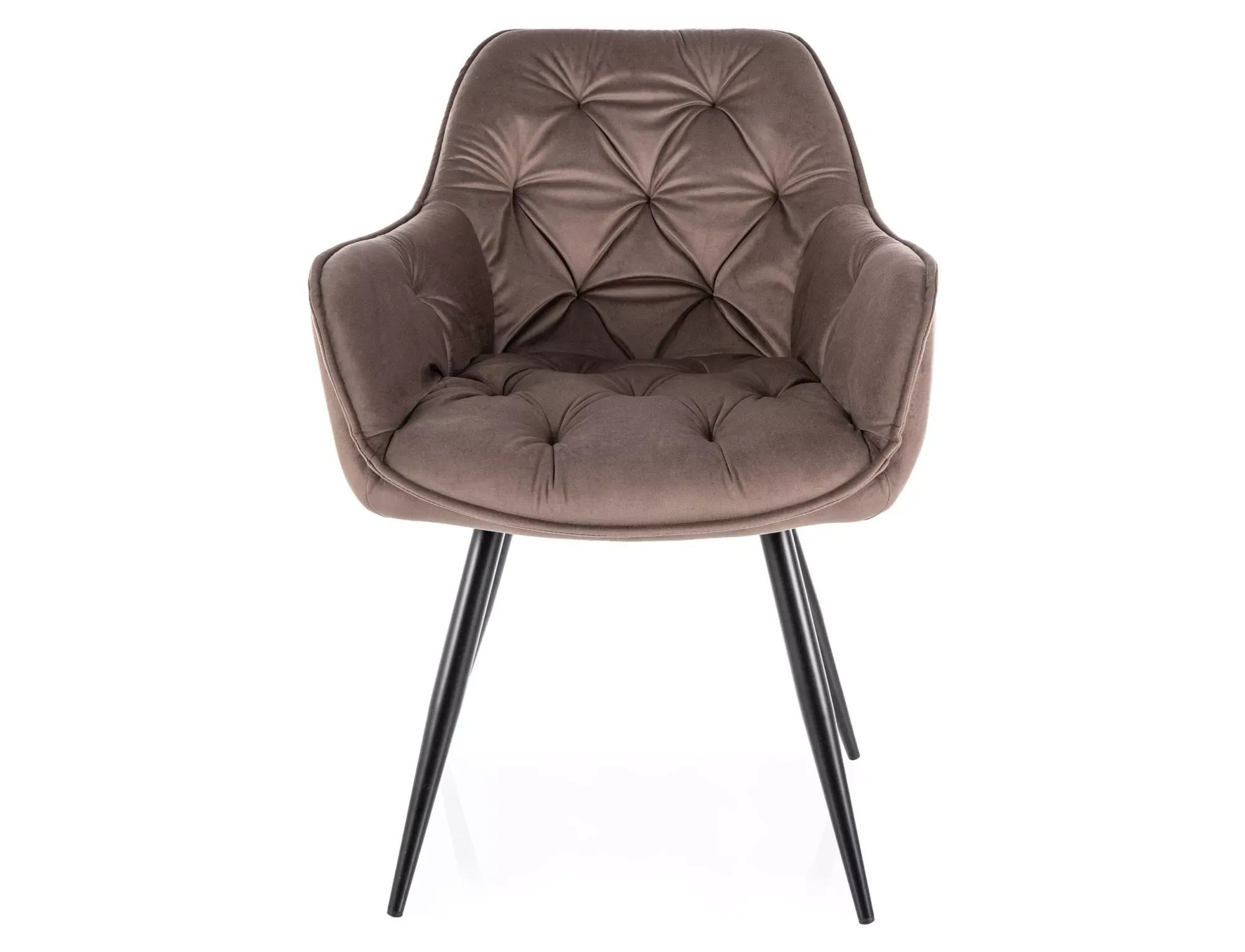 Krzesło tapicerowane CHERRY VELVET cappuccino/czarne nogi - CHERRYVCCA