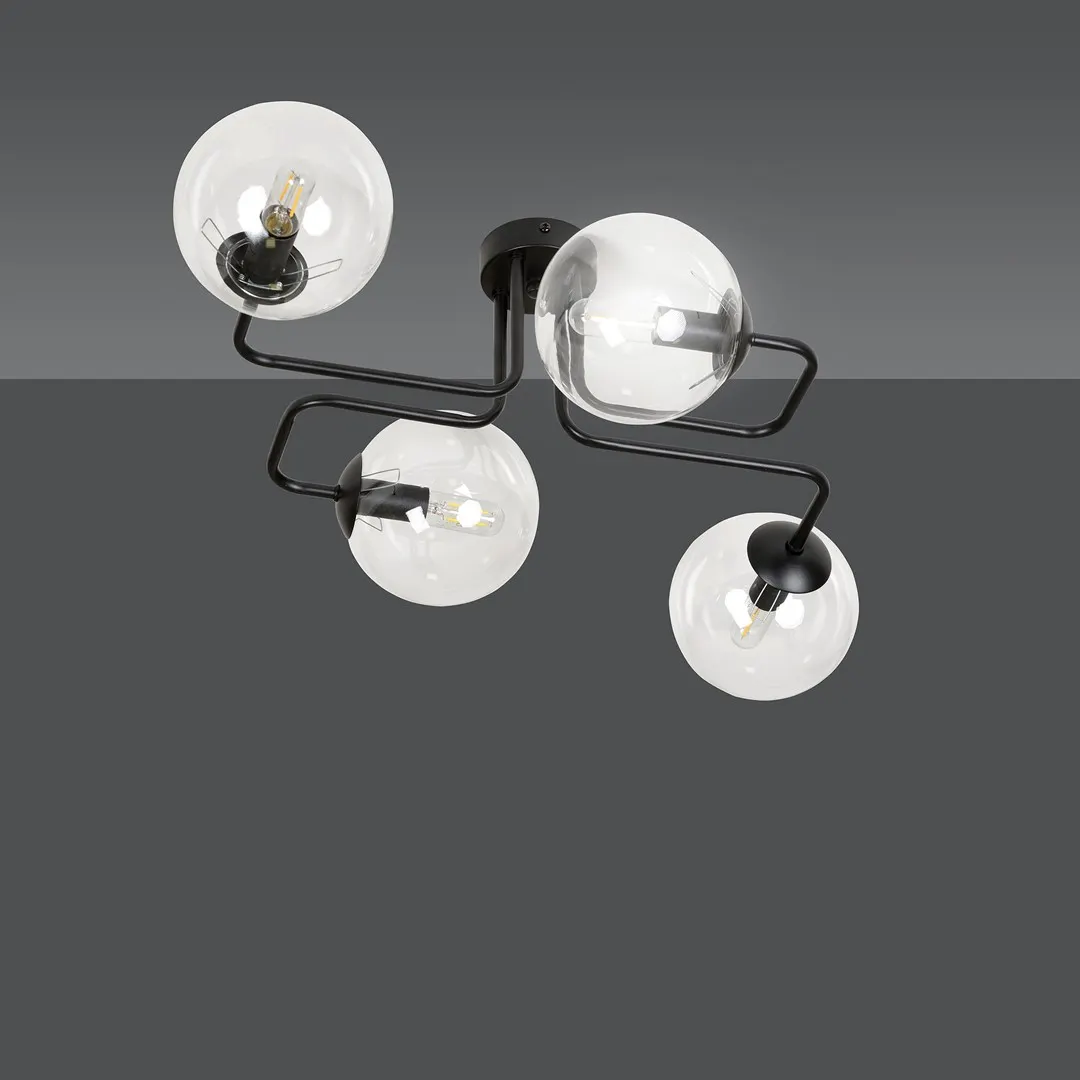 Lampa sufitowa BRENDI 4 czarny transparentny — zdjęcie 2
