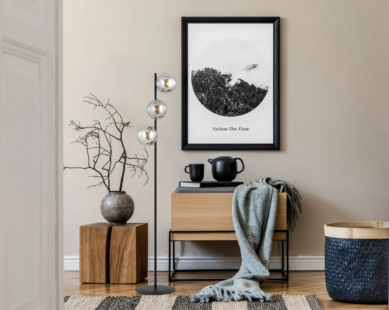 poster, frame, wall art, czarno-biały, obramowanie