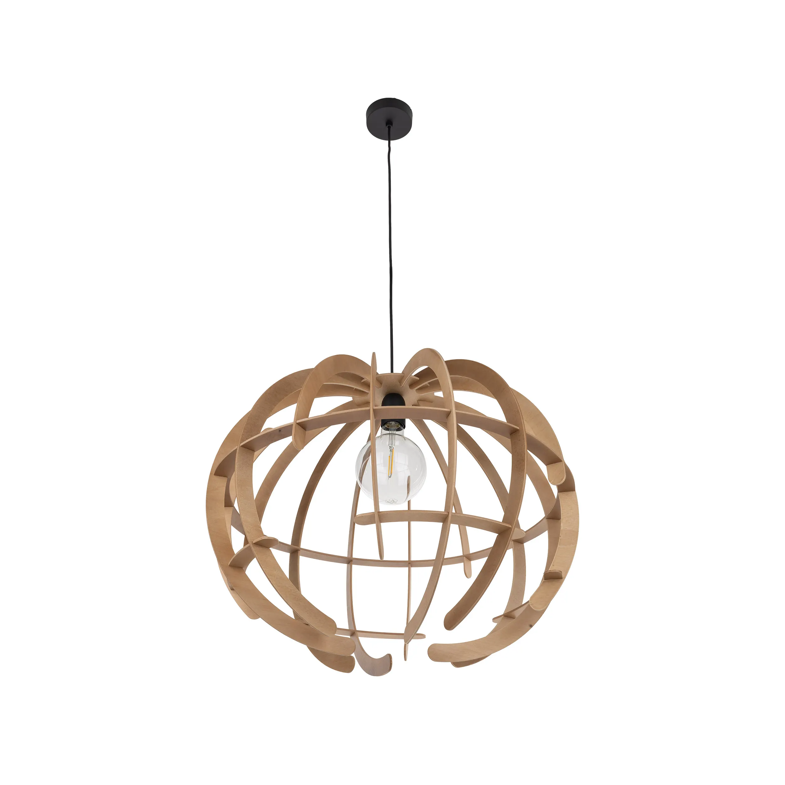 Lampa wisząca VENUS czarna z drewnianym kloszem 180x63cm - TK_6888