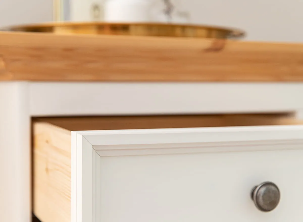 Komoda sosnowa z 5 szufladami BELLUNO ELEGANTE biała, naturalna sosna - PL005B/P