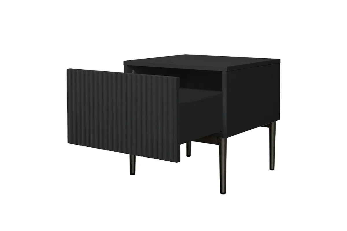 Szafka nocna z szufladą ( zestaw 2 szt. ) NICOLE 46 1SZ - czarny mat, czarny stelaż - B_52955