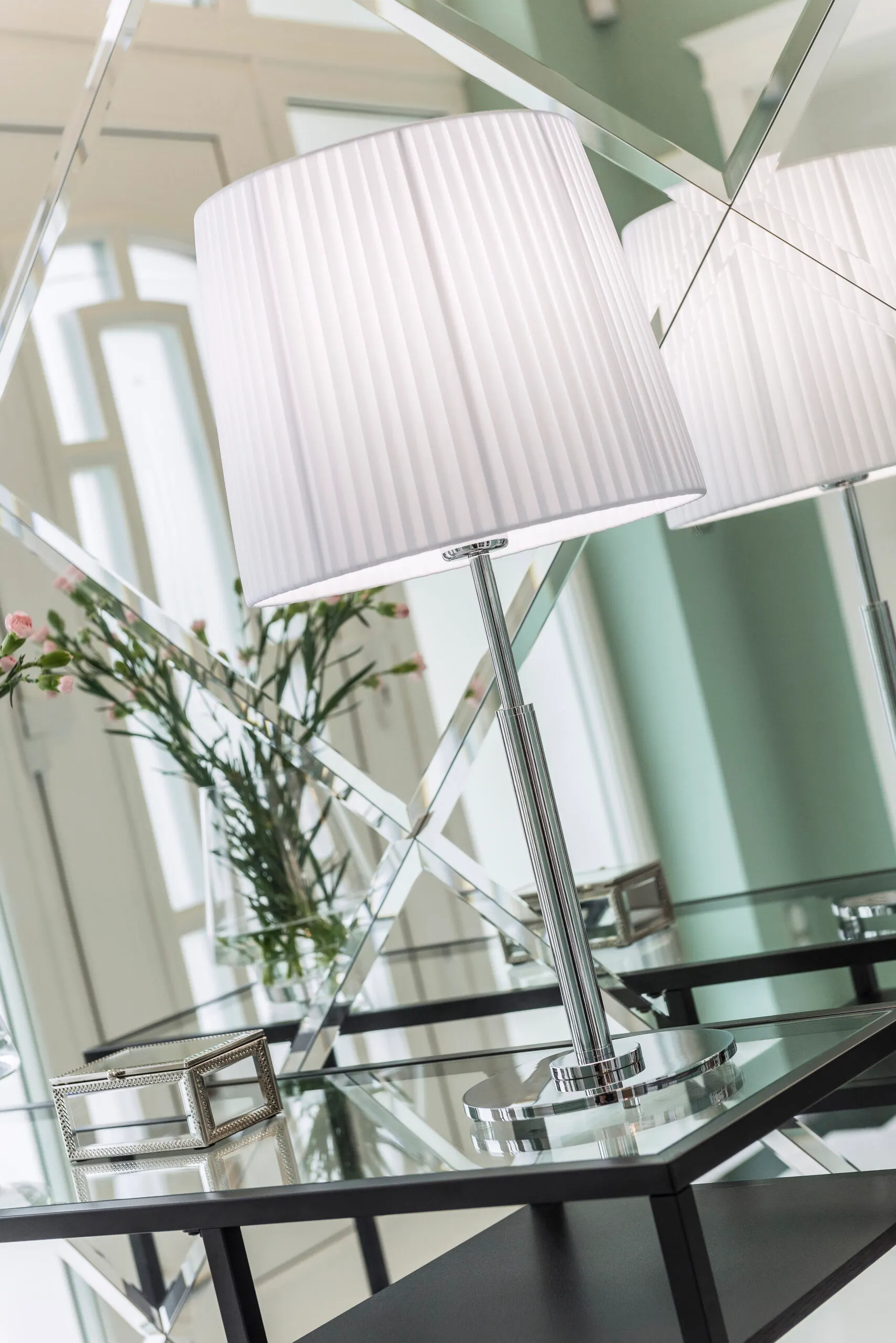 Lampa stołowa ASTI chromowana biała 66x30cm - 3847