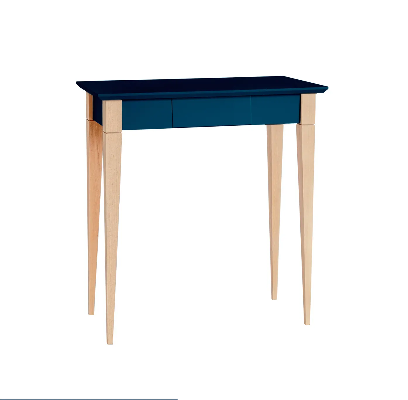 Biurko z szufladą MIMO 65x40 ciemnoniebieski blat/drewniane nogi Meble, Tabela, Biurko