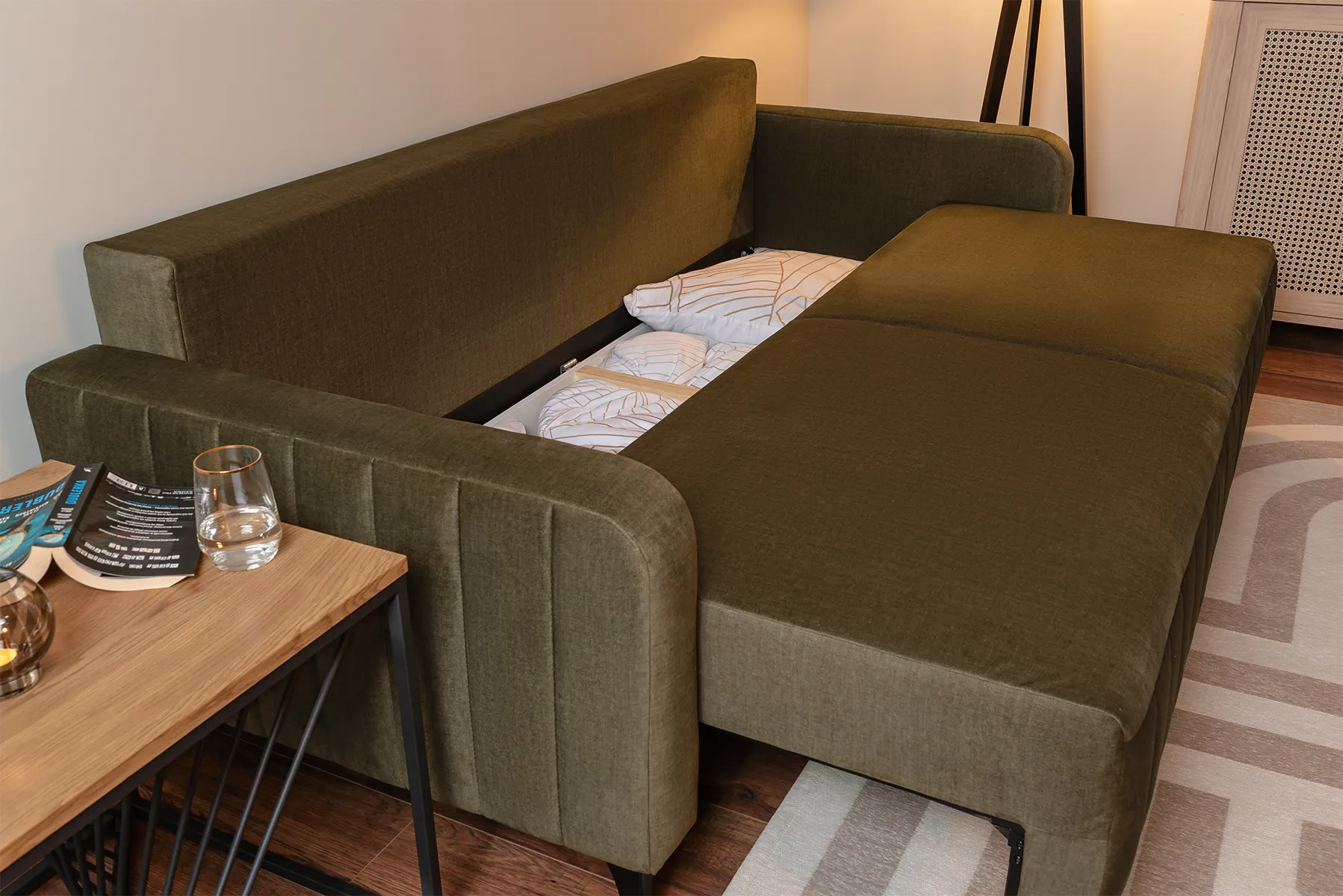 Sofa Grande Pisello 12 rozkładana, 3-osobowa z funkcją spania Oliwkowa — zdjęcie 5