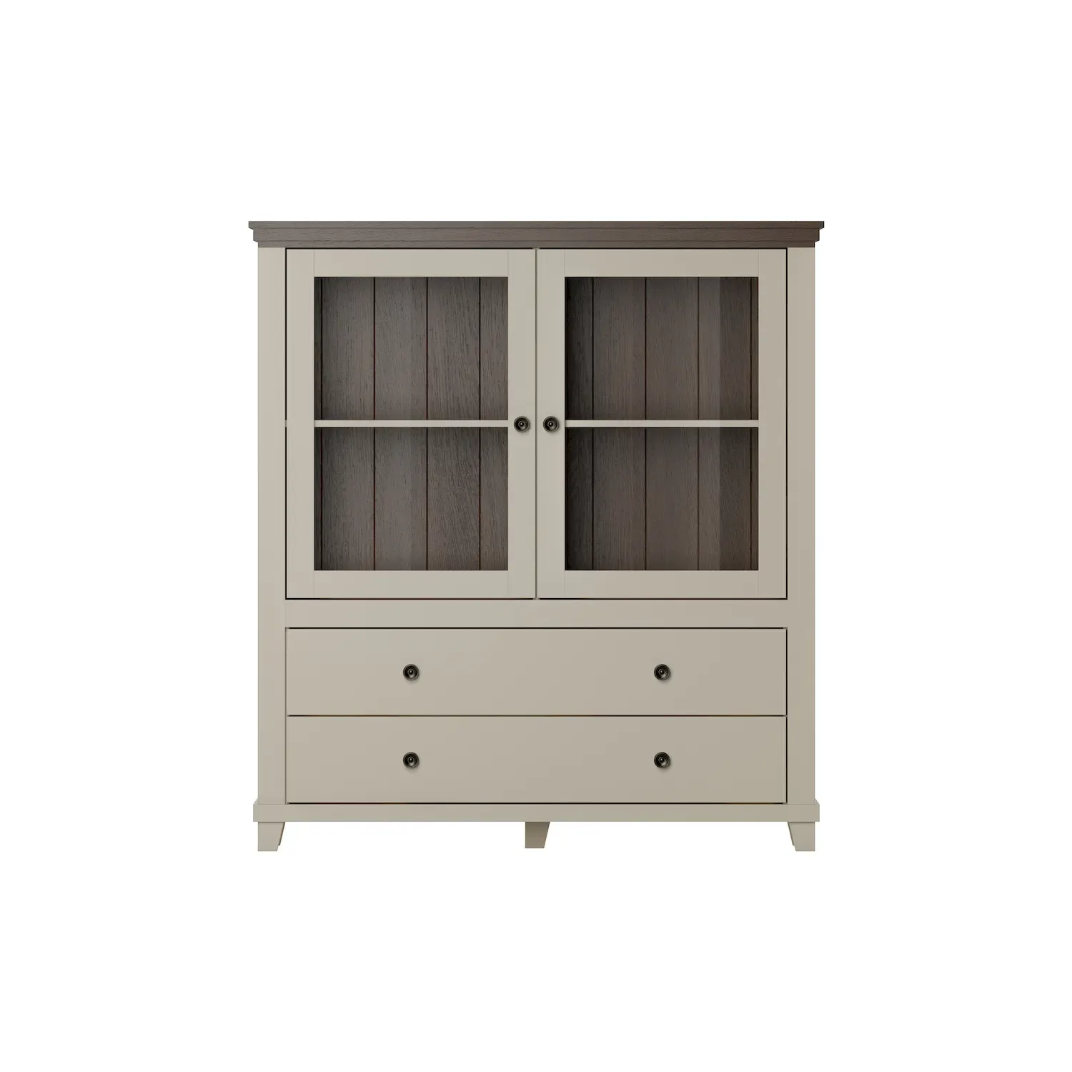 Witryna niska 2-drzwiowa z 2 szufladami EVORA WM beż jasny dąb dunin - 24D1JU46