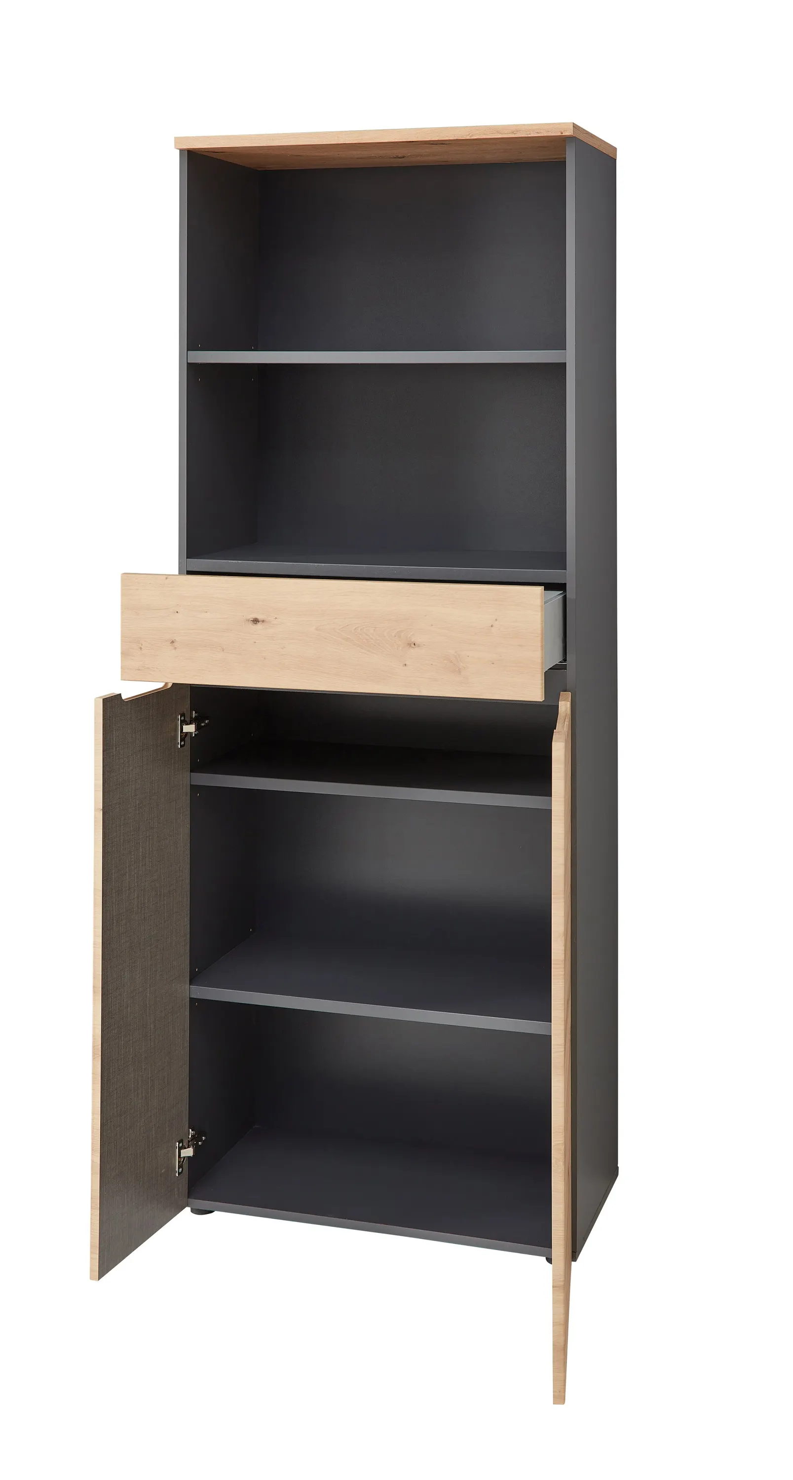 Regał BREGO 2 2-drzwiowy z szufladą dąb artisan antracytowy 197x75x38cm - TH-100-1786
