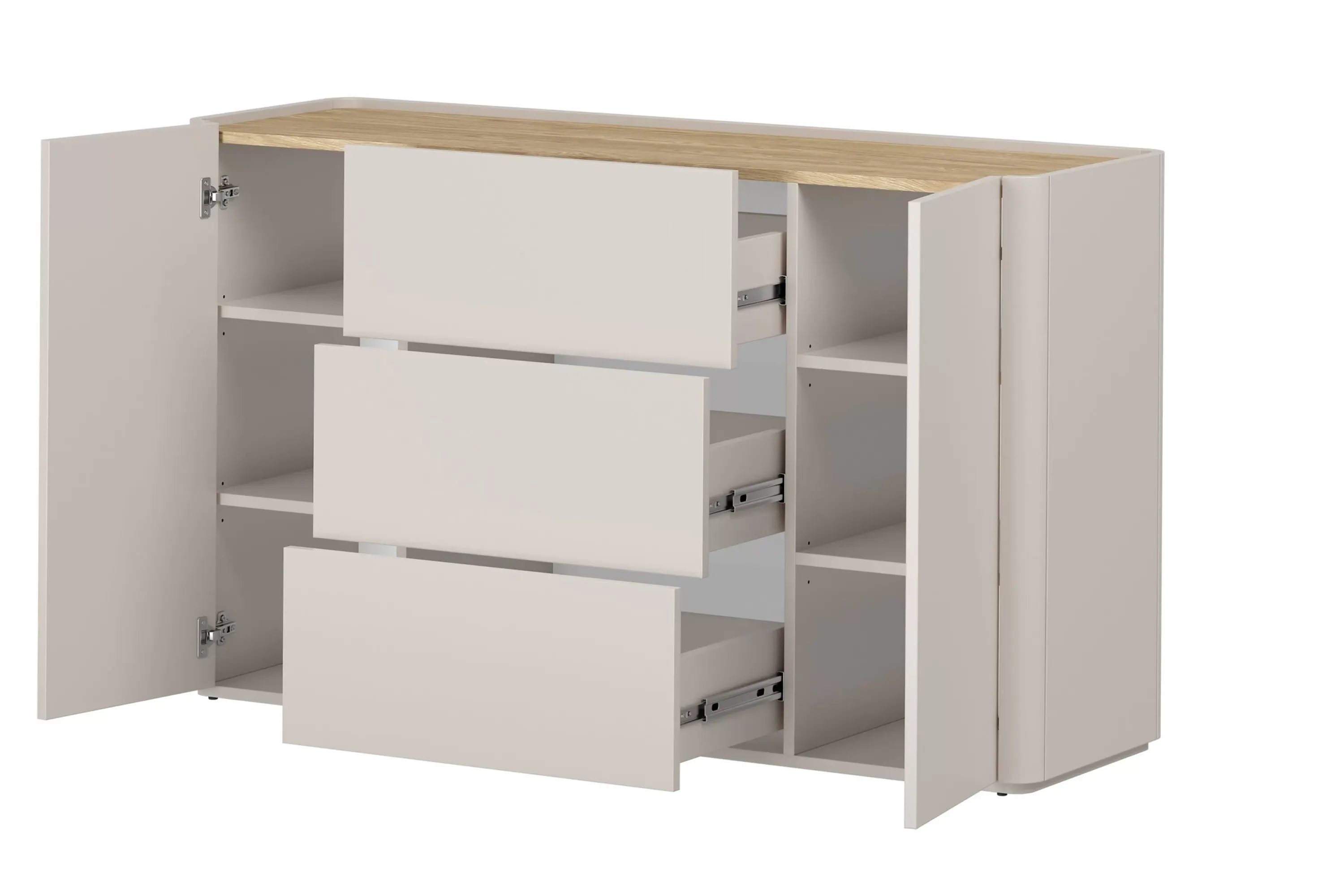 Komoda 2-drzwiowa z 3 szufladami ELIVO 150cm cashmere dąb olejowany — zdjęcie 3