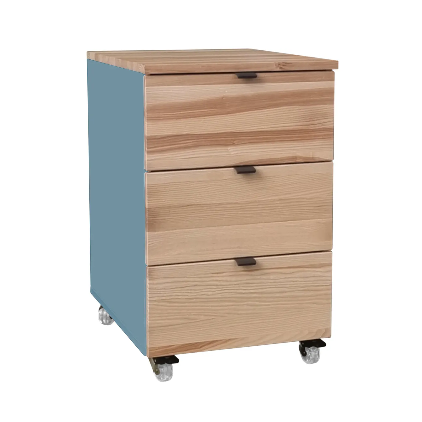 Kontenerek pod biurko z szufladami LUKA na kółkach 41x50 niebieski/naturalny jesion Szuflada, Meble, Szafka, Skrzynka pocztowa