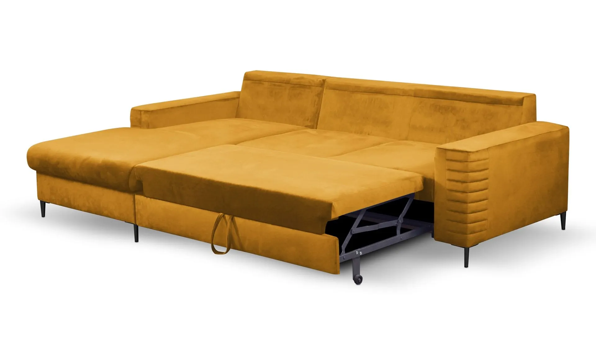 Narożnik rozkładany z pojemnikiem COLLIN VELLUTO 253 cm lewy musztardowy - COLILIN_NAR_VELLUTO8_L