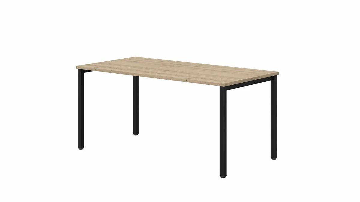 Biurko OP-LITE K II z regulacją wysokości dąb naturalny czarne 160x60x74(78)cm