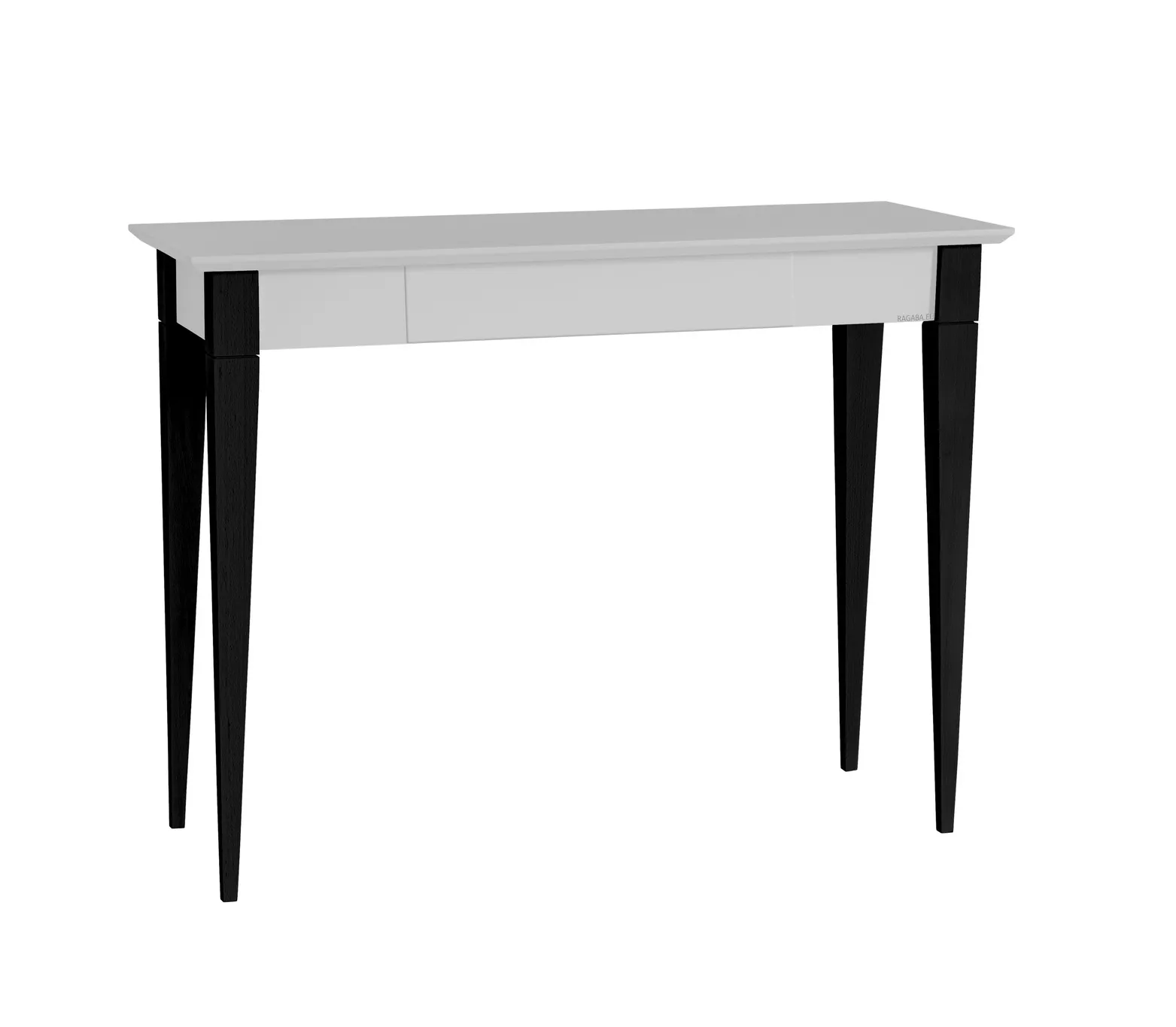 Biurko z szufladą 105x40 MIMO jasnoszary blat/czarne drewniane nogi