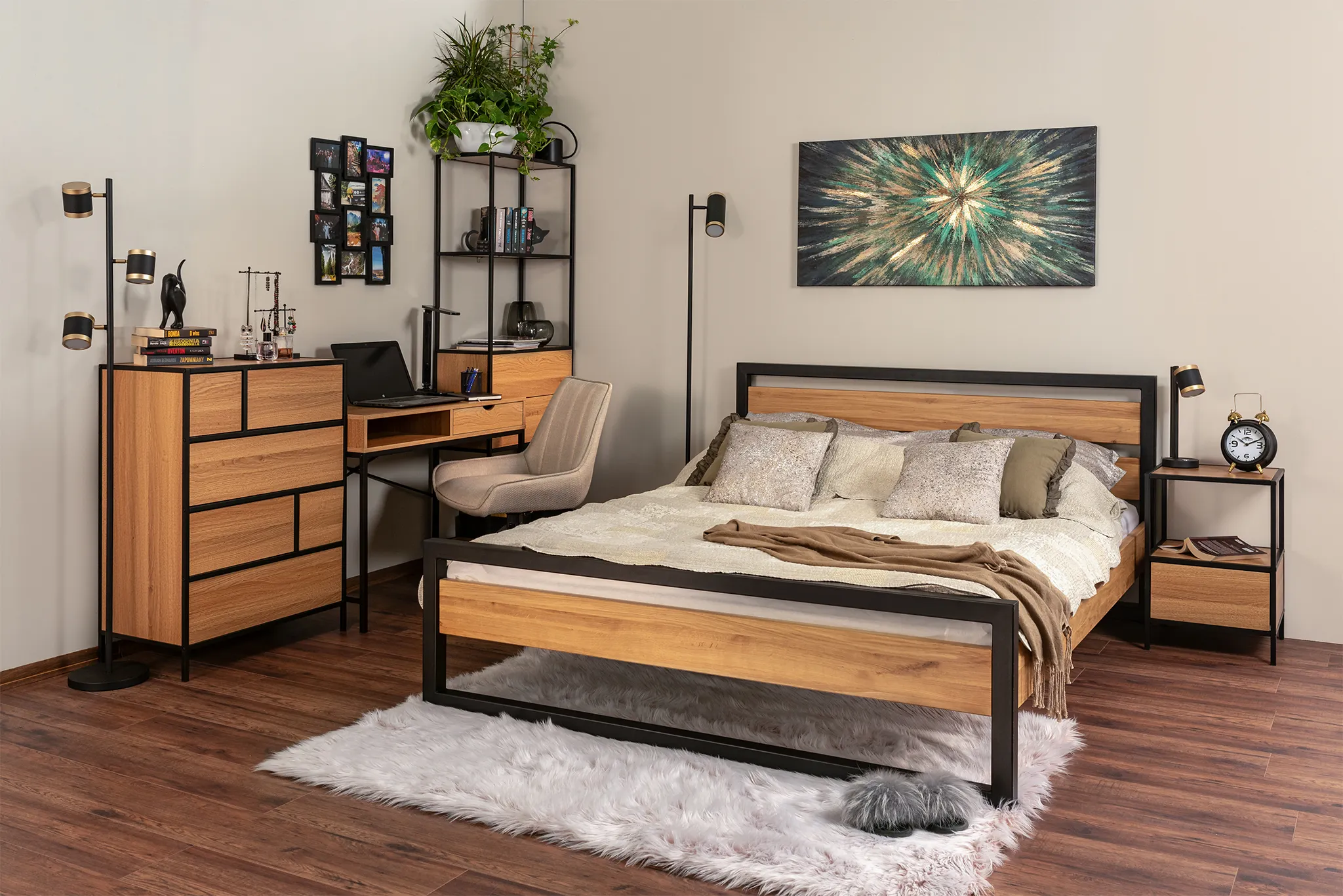 BIURKO B-027 DĄB/CZARNY - B027DC