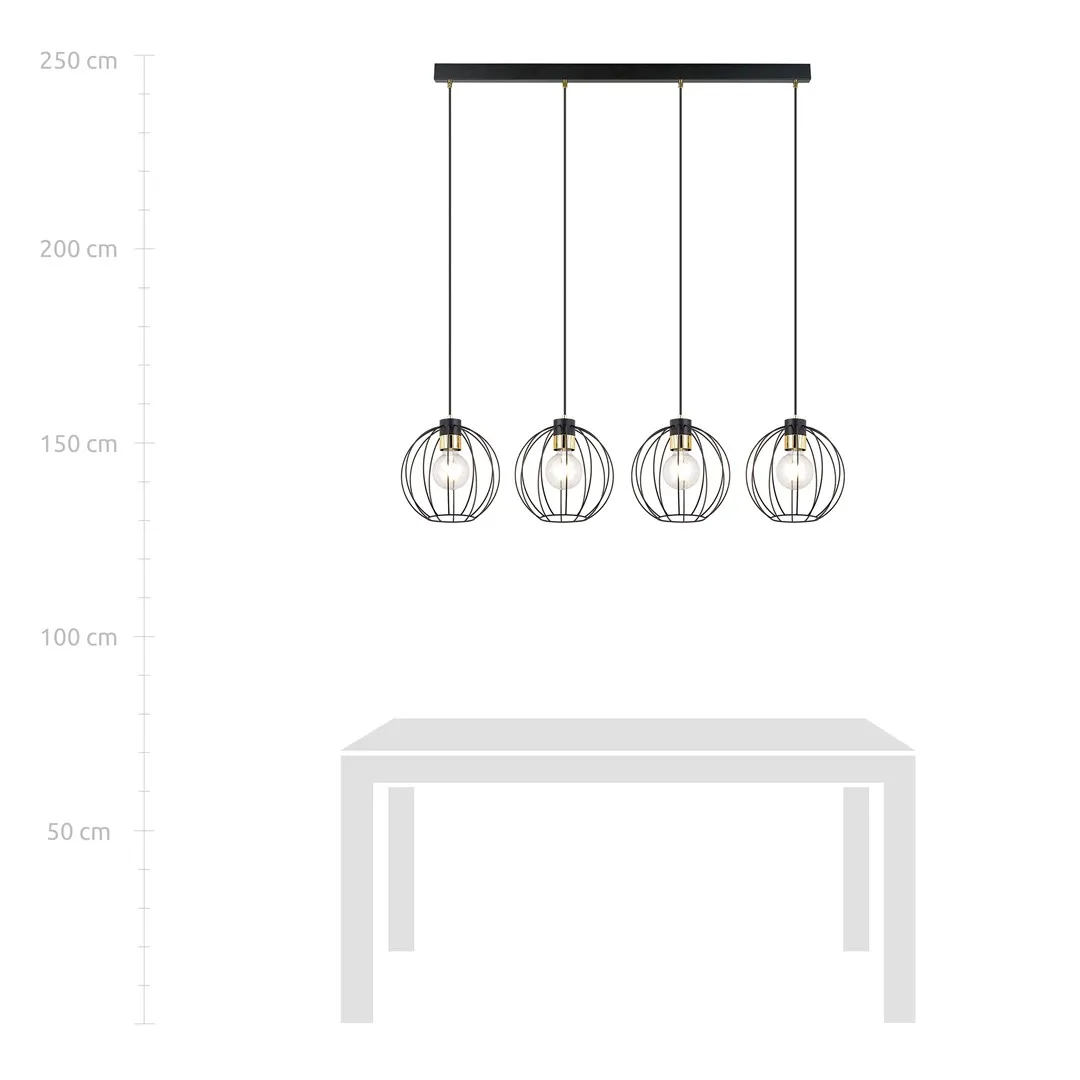 Lampa wisząca GINO Czarny/Złoty 1222/4 - 1222/4