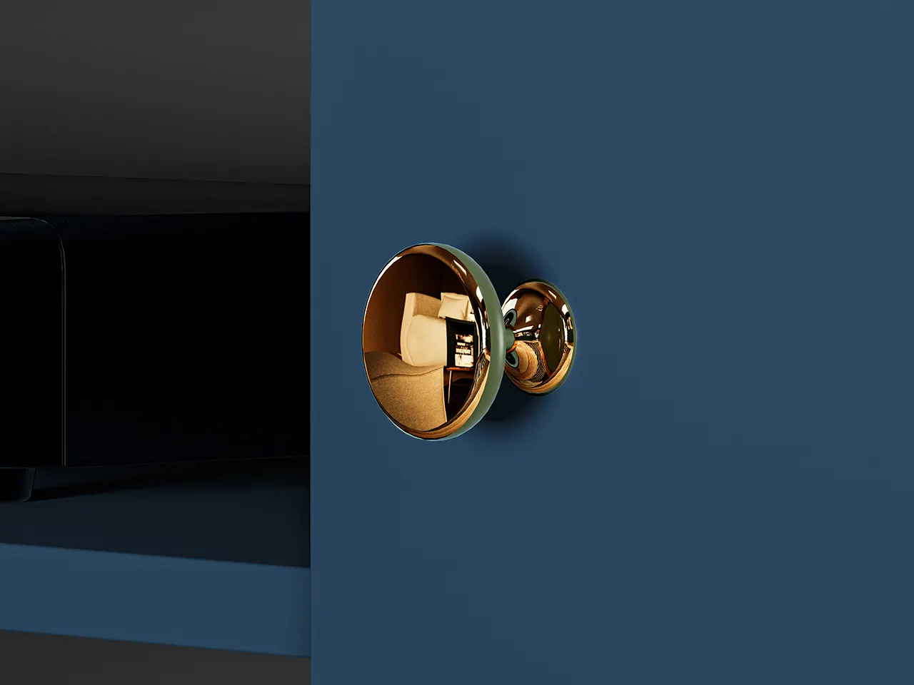 Szafka RTV 2-drzwiowa MARINE 05 błękit ciemny, złoty - 1MARI05-001