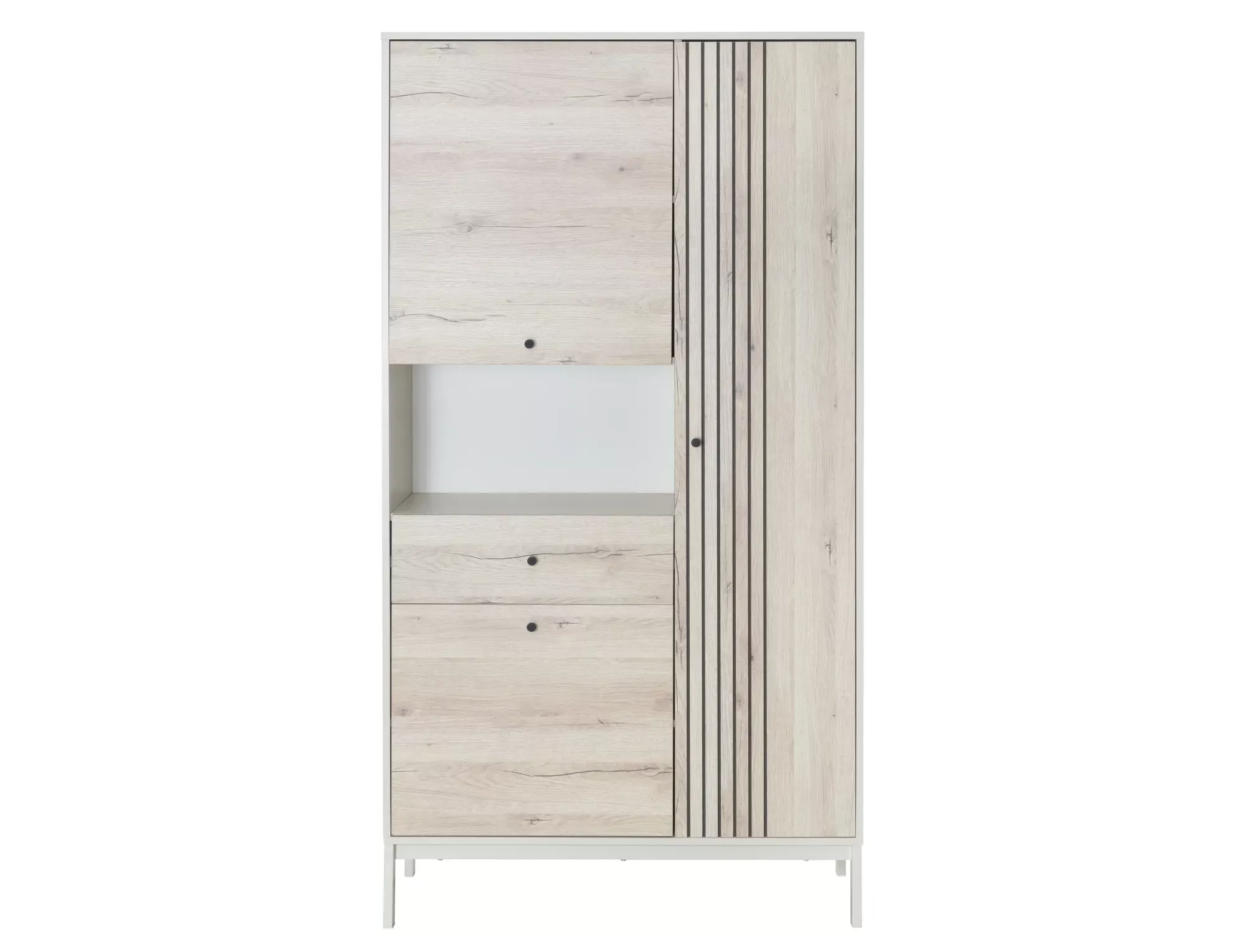 Regał z szufladą i półkami FROST R1 40x100 dąb alpejski/złamana biel - FROSTR1