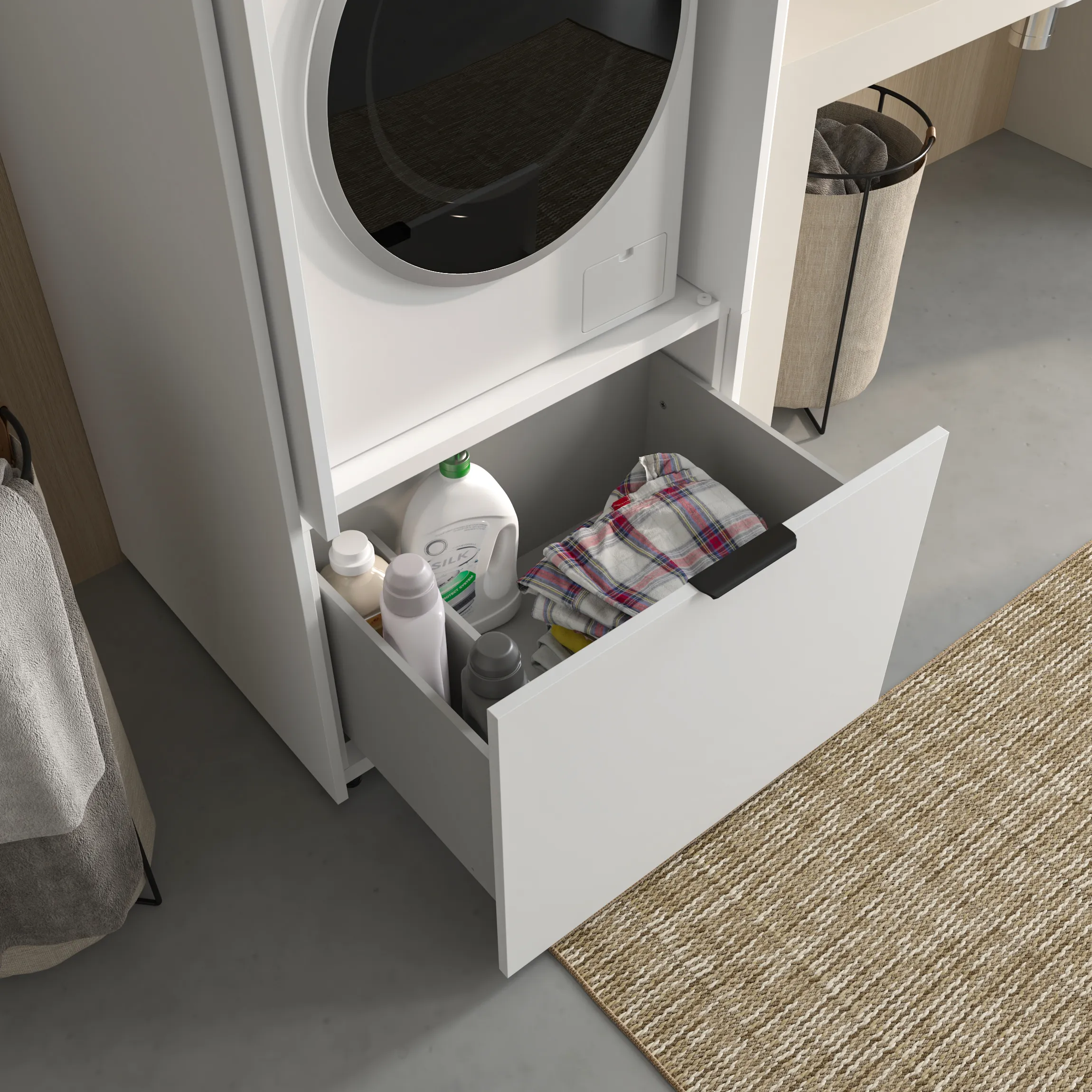 pralka, szuflada, chemia gospodarcza, odzieżowa chemia, praktyczne przechowywanie