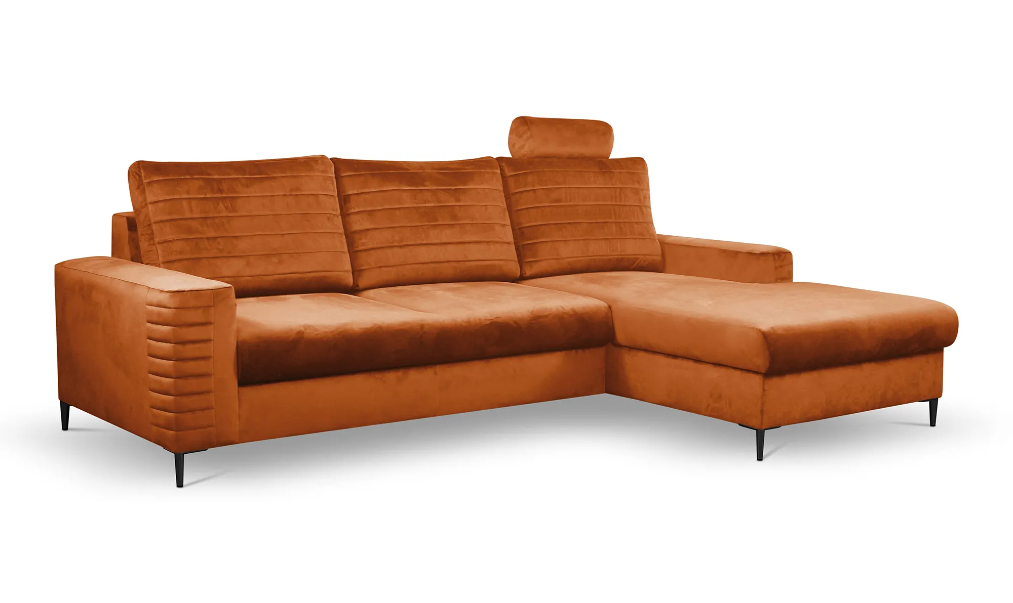 Narożnik rozkładany z pojemnikiem COLLIN VELLUTO 253 cm prawy ceglasty Kanapa, Meble, Poduszka, Wystrój domu