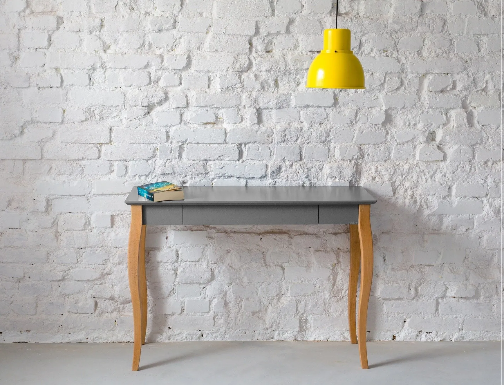 Biurko z szufladą LILLO 105x40 granatowy blat/drewniane nogi - RAGABAWDLIL315