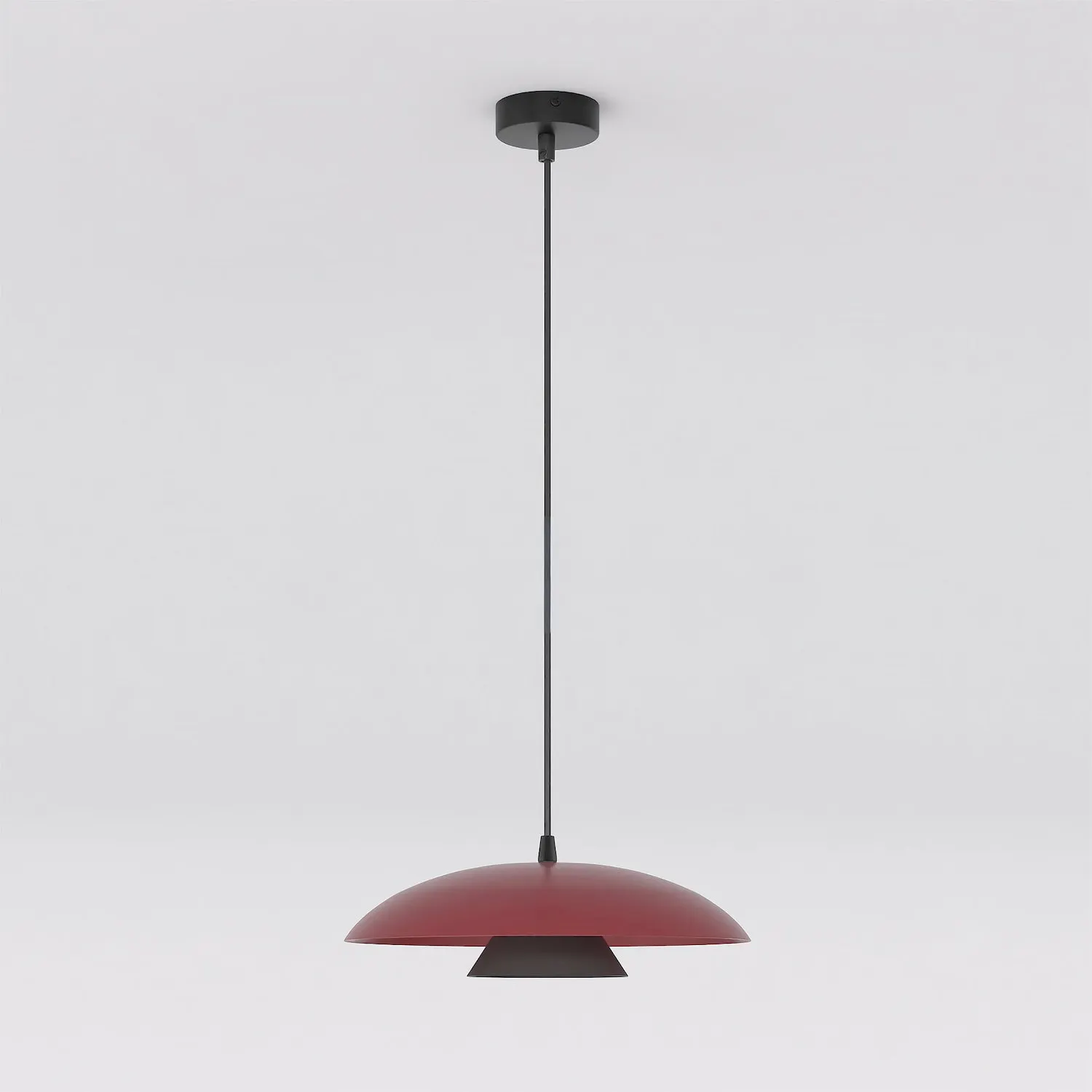 lampa wisząca, pendant lamp, czerwona, metal, kryształowy klosz