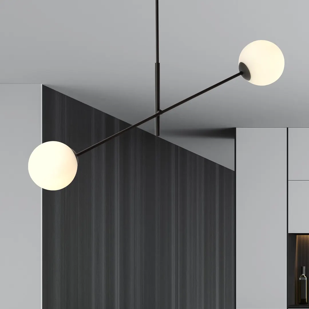 Lampa wisząca LINEAR 6 czarny biały — zdjęcie 4