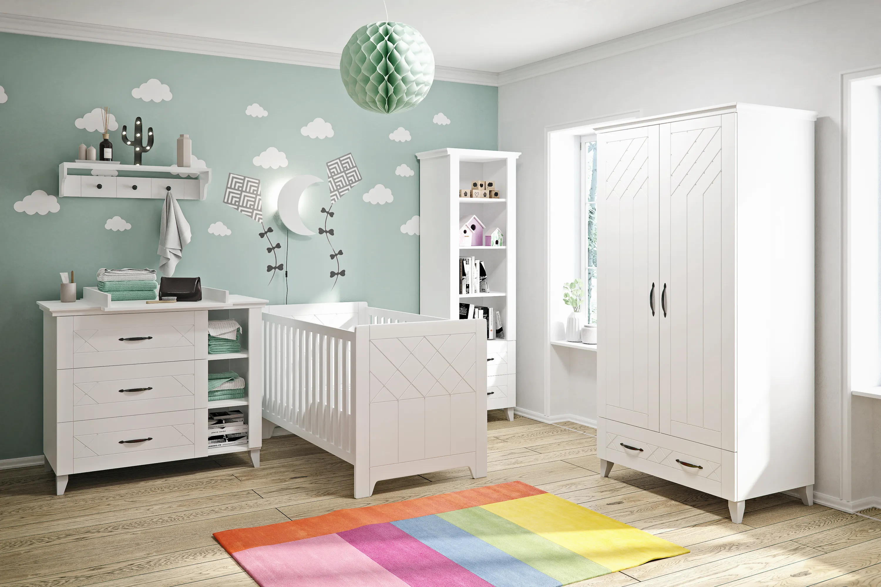 Szafa 2-drzwiowa z szufladą CLASSIC 95x185 biała - BAN_CLA-1