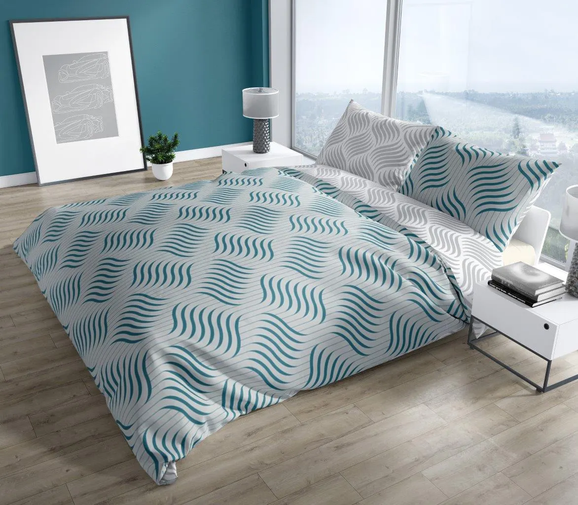 Pościel komplet PURE COTTON 008 bawełna 160X200+2x70X80 niebieski - FARO_30039