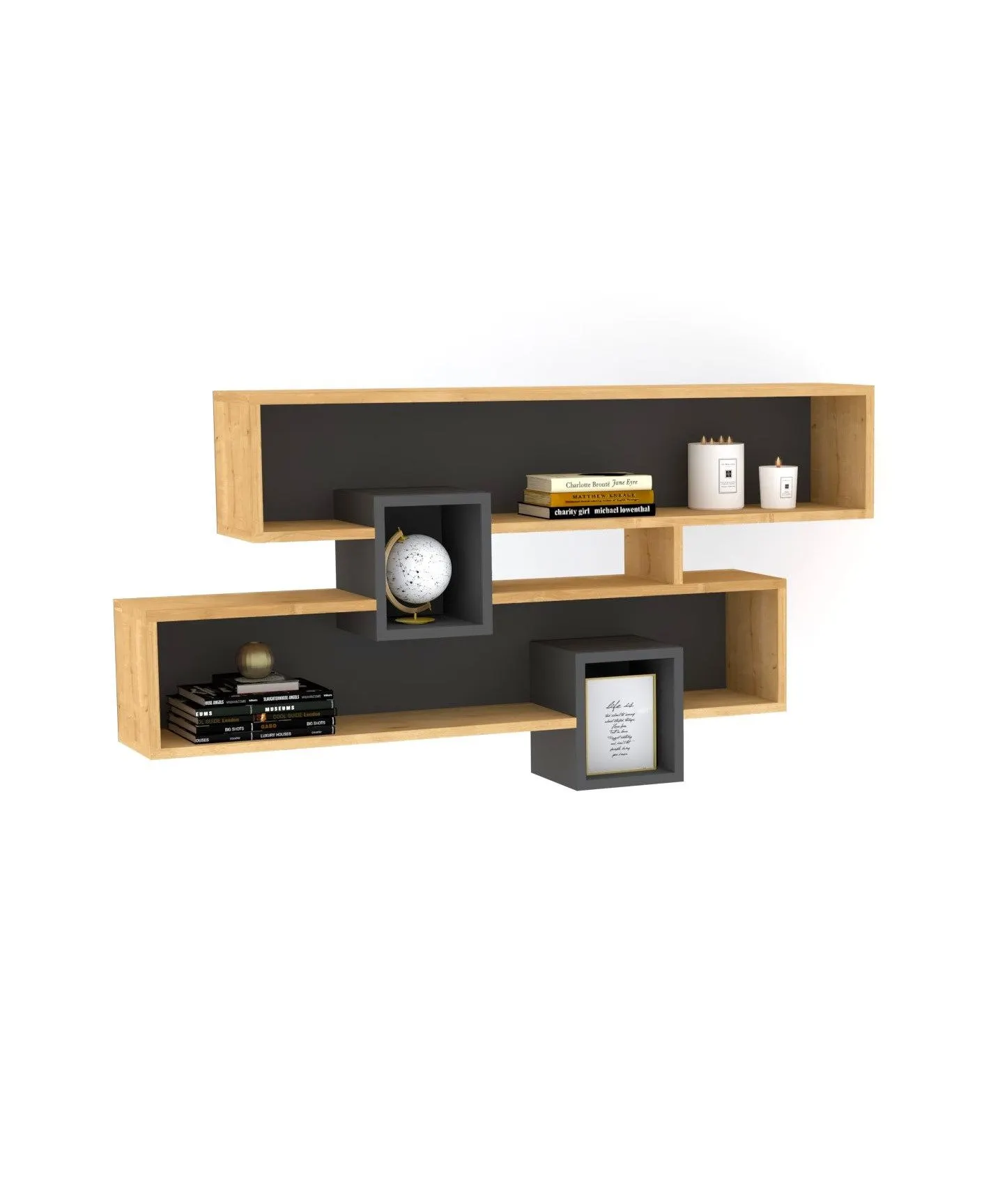 Półka ścienna KAREN SAPPHIRE 120 cm antracytowy naturalny - ASI_835PUQ1672