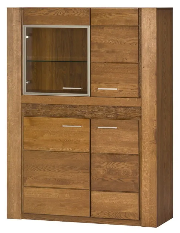 Witryna niska VELVET 15 drewniana 4-drzwiowa dąb rustical 150x110x42cm