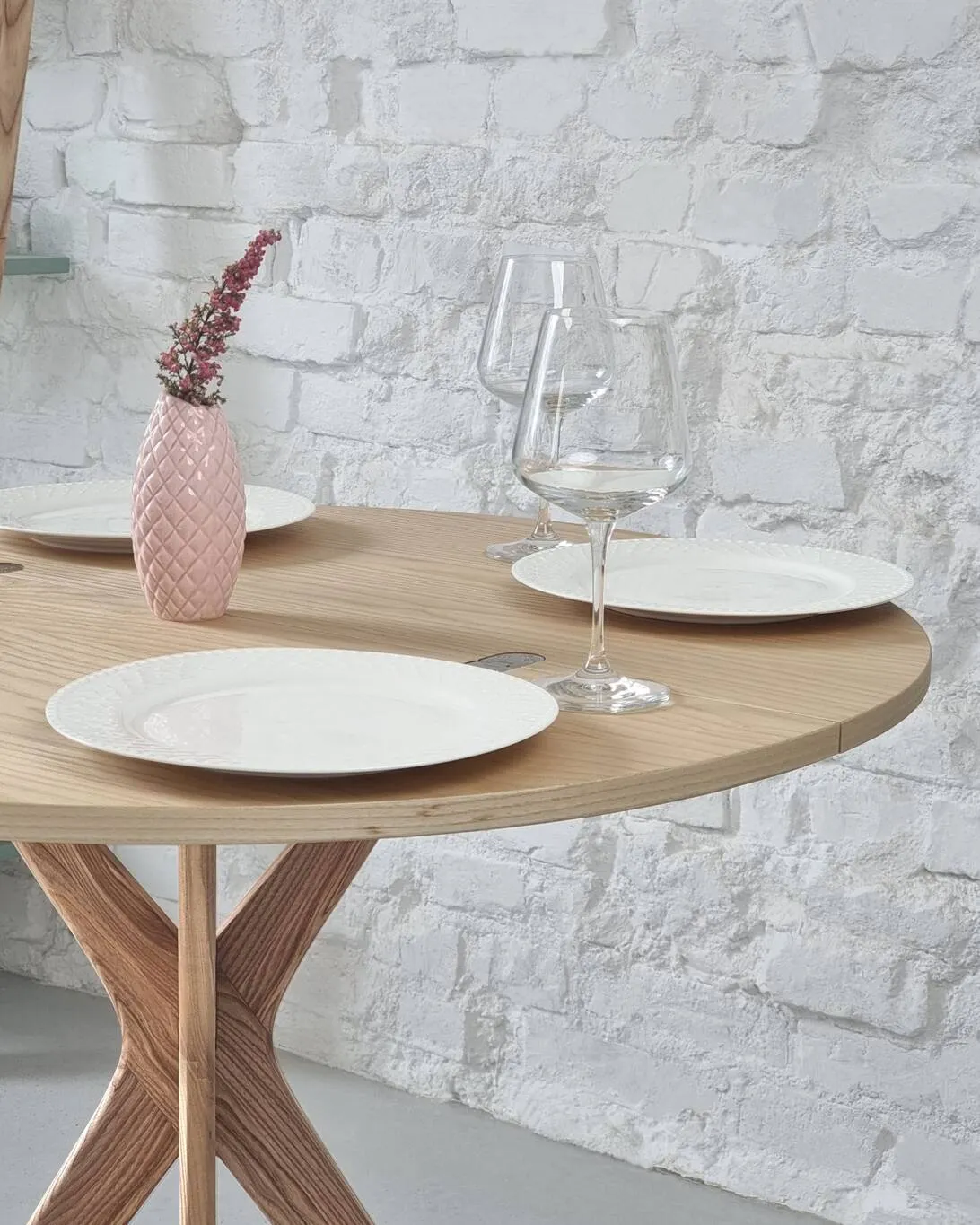 Stół półokrągły rozkładany JUBI śr. 90cm naturalny - RGBTJ_E_ASH