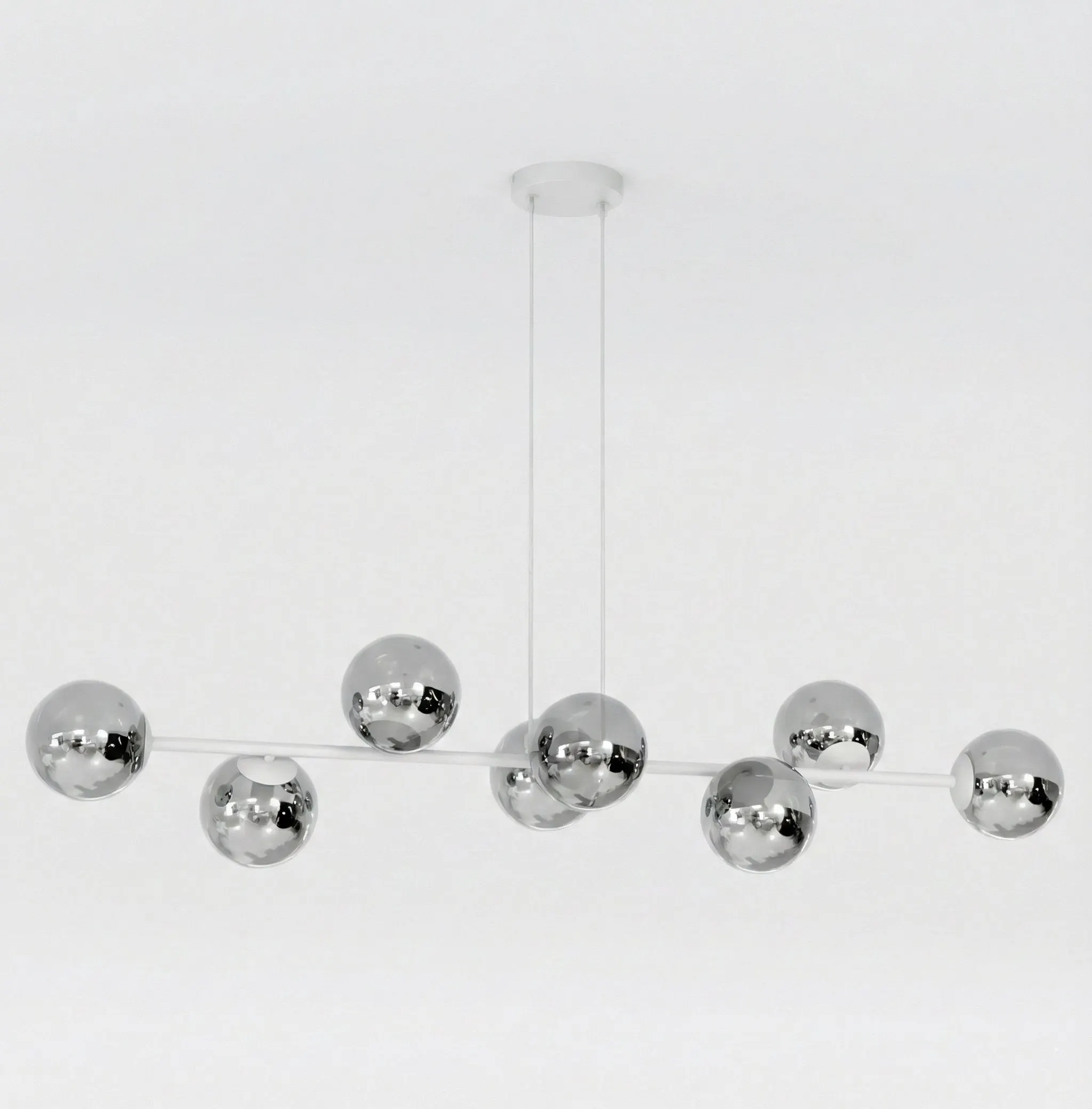 lampa sufitowa, kule chromowane, lustra metaliczne, design nowoczesny, oświetlenie wiszące
