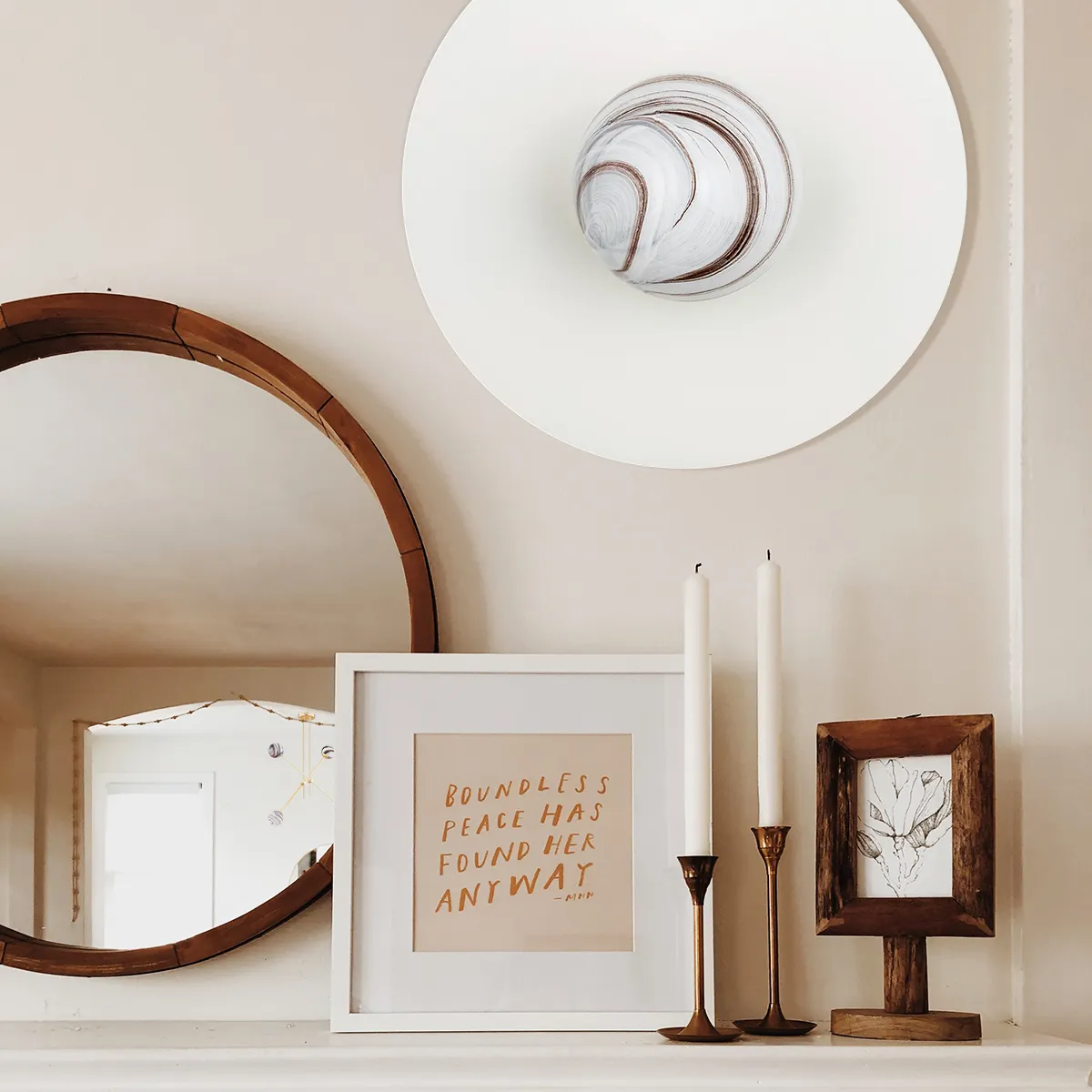 Kinkiet / Plafon PIAVA biały biało-brązowy marmur 30x15cm - 8445