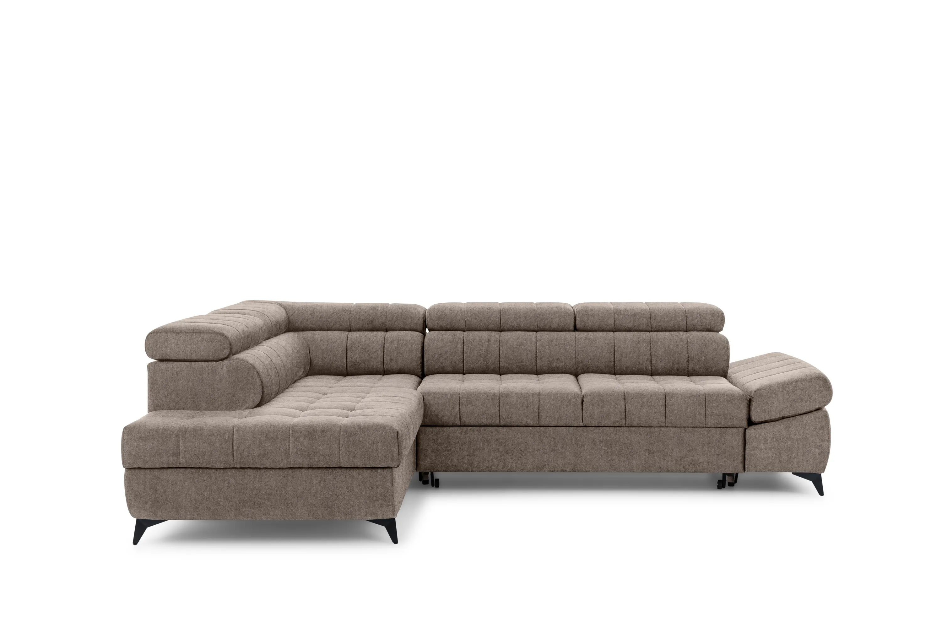 Narożnik lewostronny VALORIS L regulowane zagłówki i podłokietniki tkanina Vogue 4 brązowy - B_162917