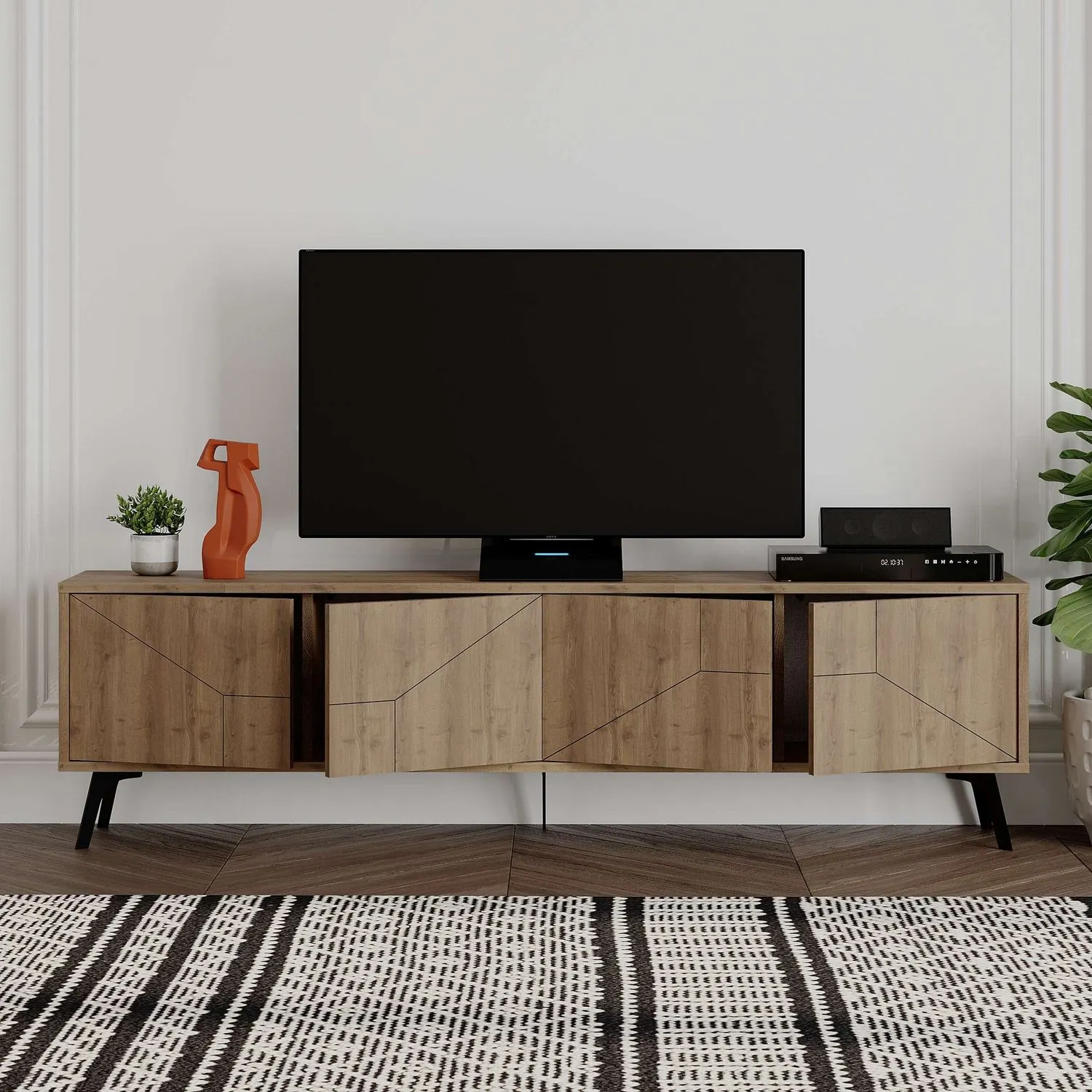 Szafka RTV 4-drzwiowa DUNE 180 cm efekt drewna