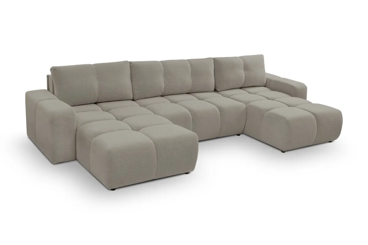 Narożnik rozkładany z pojemnikiem SOHO U CURIO 395 cm pikowany szary - SOHO_NAR_CURIO83_U