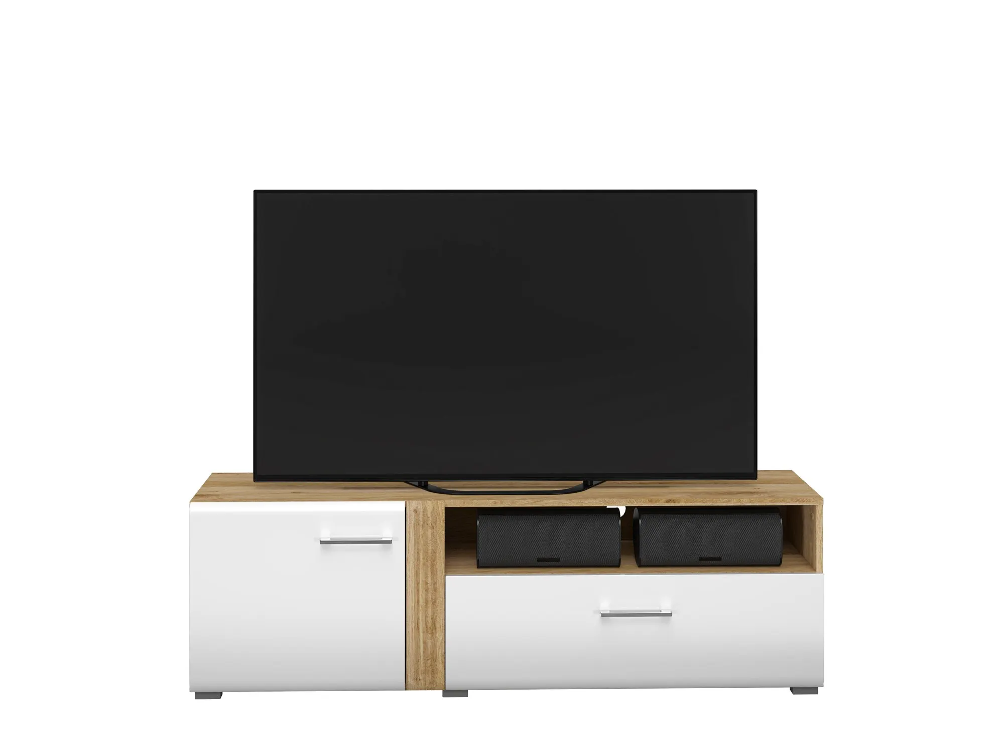 Szafka RTV Adagio 07 dąb castello, biały połysk - 1ADAG07-001