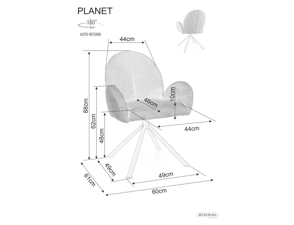 krzeslo planet wymiary
